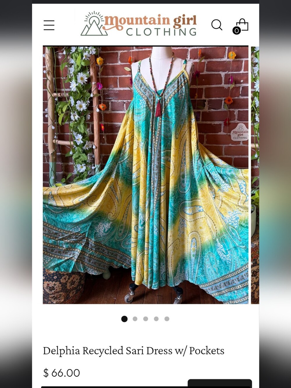 Recycled Sari Maxi Sundress in Blue Paisley - Picture 7 of 9
